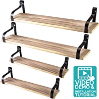 Los mejores  - Nature Supplies Estanterías de Pared Rusticas en Madera Natural Maciza y Acero - Vetas Visibles - Ligero y Robusto - 2…
